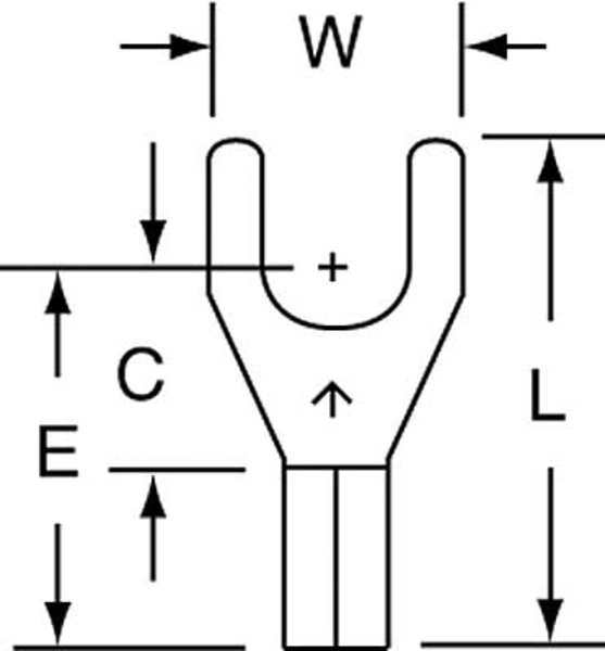 22-18 AWG Non-Insulated Fork Terminal #10 Stud PK1000