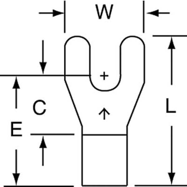 12-10 AWG Non-Insulated Fork Terminal #10 Stud PK500