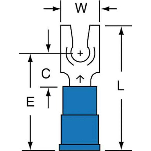 16-14 AWG Vinyl Locking Fork Terminal #6 Stud PK1000