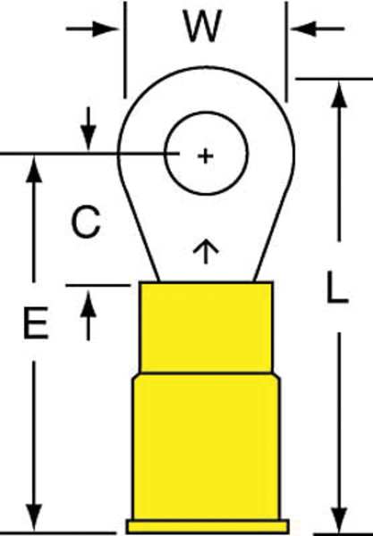 12-10 AWG Nylon Ring Terminal #8 Stud PK500