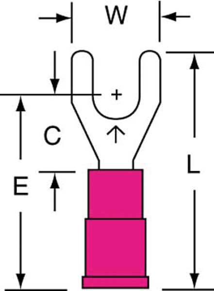 22-18 AWG Vinyl Fork Terminal #8 Stud PK1000
