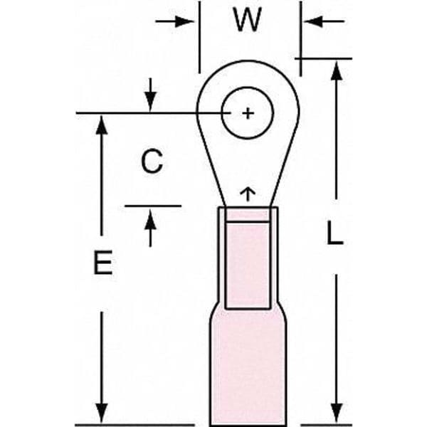 22-18 AWG Heat-Shrink Ring Terminal #6 Stud PK250
