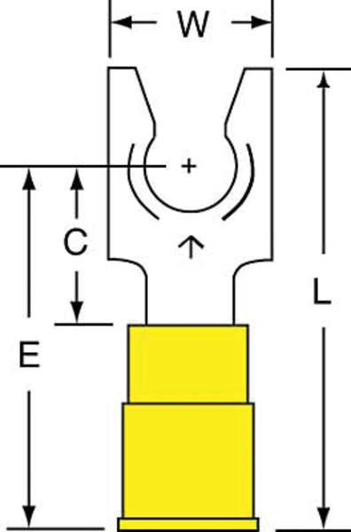 12-10 AWG Vinyl Locking Fork Terminal 1/4