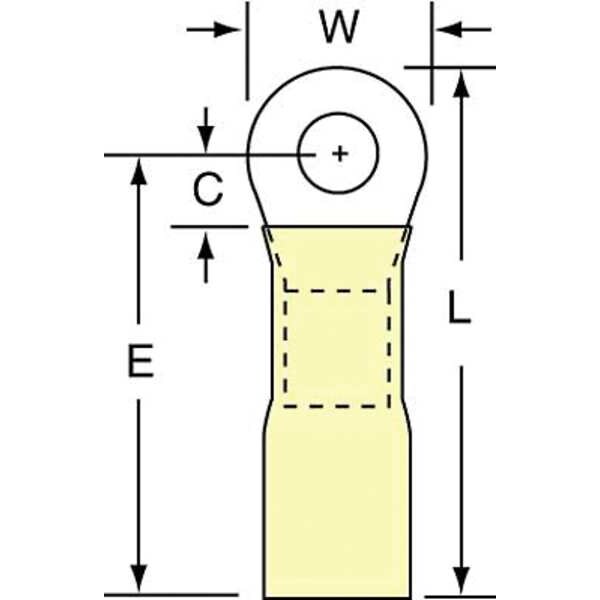 12-10 AWG Heat-Shrink Ring Terminal #8 Stud PK250