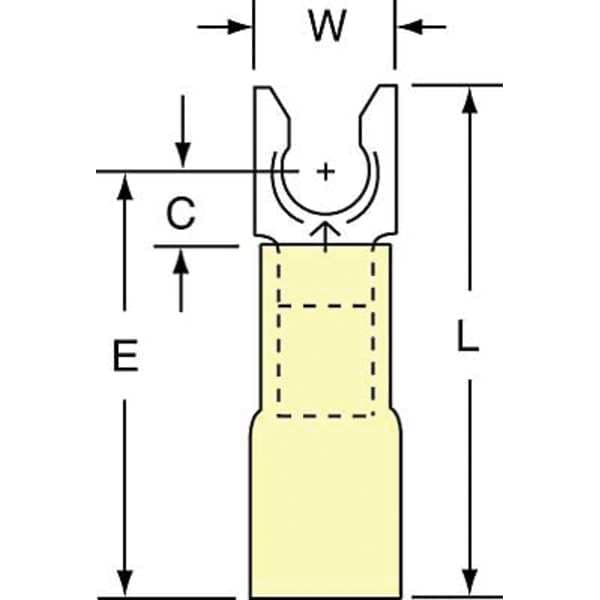 12-10 AWG Heat-Shrink Locking Fork Terminal #10 Stud PK250