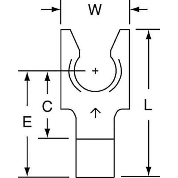 12-10 AWG Non-Insulated Locking Fork Terminal 1/4