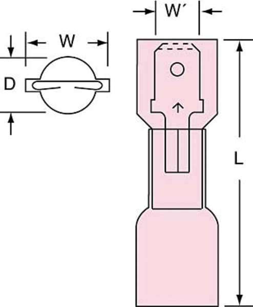 Male Disconnect, Red, 22-18AWG, PK250