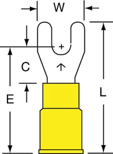 12-10 AWG Vinyl Fork Terminal #6 Stud PK500