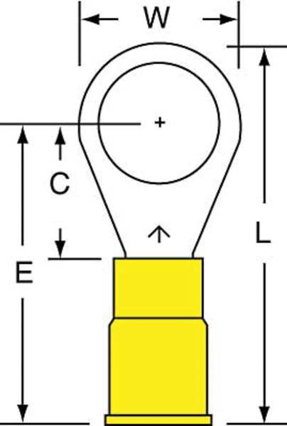 12-10 AWG Vinyl Ring Terminal 3/8