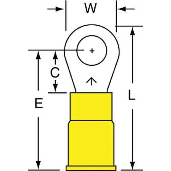 12-10 AWG Vinyl Ring Terminal #10 Stud PK500