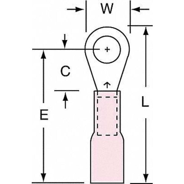 22-18 AWG Heat-Shrink Ring Terminal #10 Stud PK250