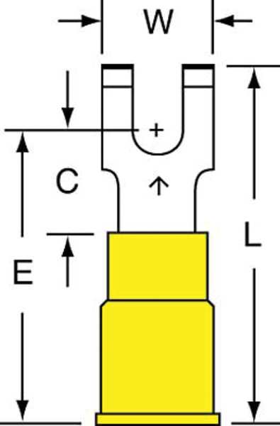 12-10 AWG Nylon Block Fork Terminal #8 Stud PK500