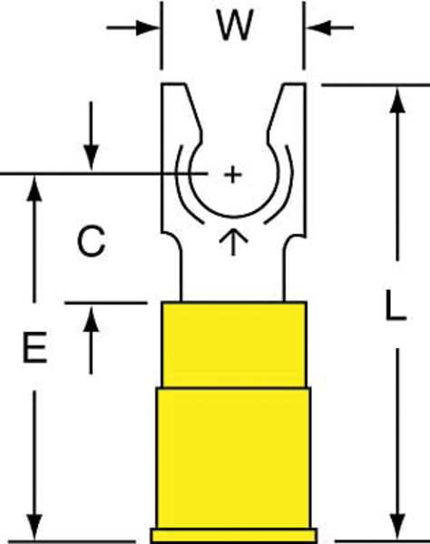 12-10 AWG Nylon Locking Fork Terminal #10 Stud PK500
