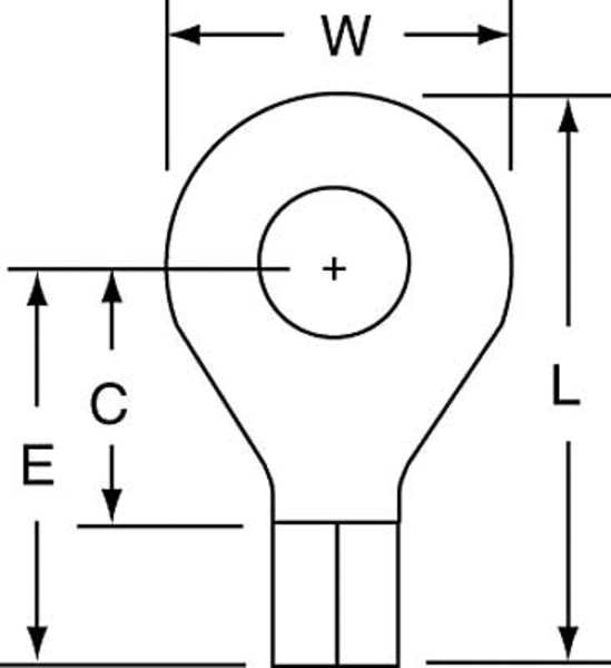 12-10 AWG Non-Insulated Ring Terminal 1/4