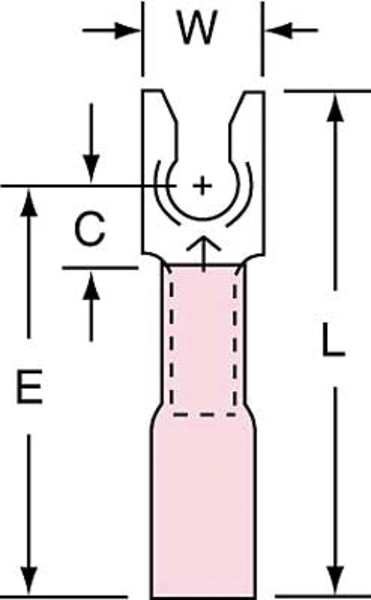 22-18 AWG Heat-Shrink Locking Fork Terminal #6 Stud PK250