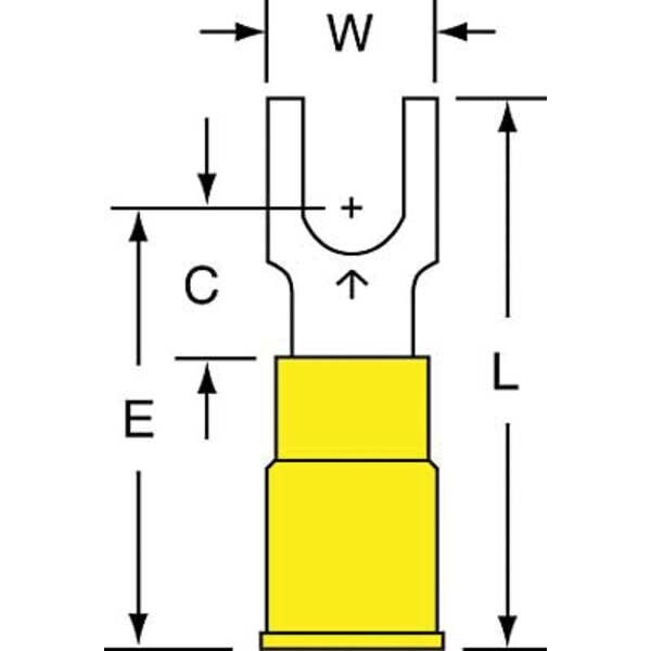 12-10 AWG Nylon Block Fork Terminal #10 Stud PK500