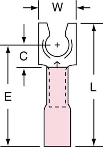 22-18 AWG Heat-Shrink Locking Fork Terminal #10 Stud PK250