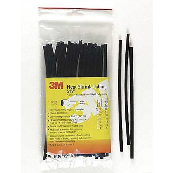 Shrink Tubing, 0.35in ID, Black, 6in, PK100