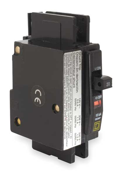 Miniature Circuit Breaker, 20 A, 120/240V AC, 1 Pole, Surface/DIN Rail Mounting Style, QOU Series