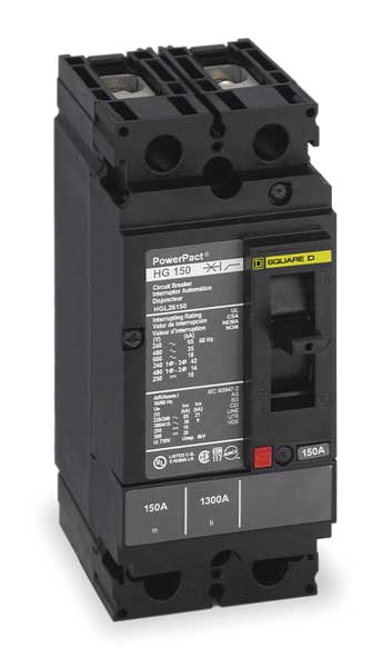 Molded Case Circuit Breaker, 90 A, 600V AC, 2 Pole, Free Standing Mounting Style, HG Series