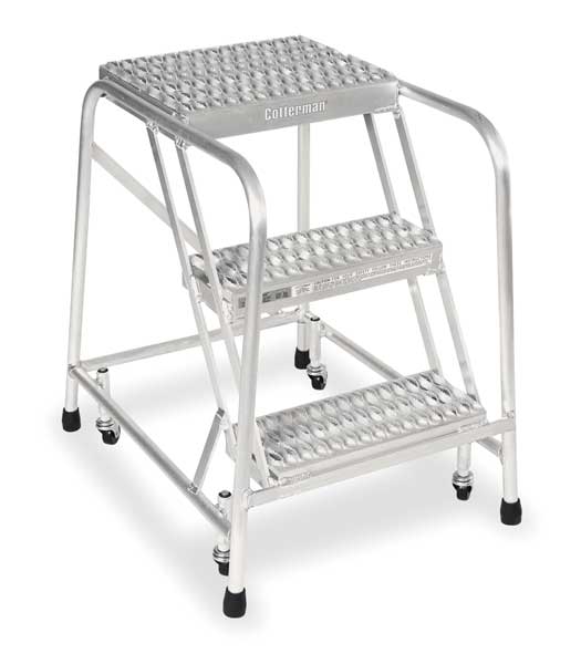 40 in H Aluminum Rolling Ladder, 4 Steps