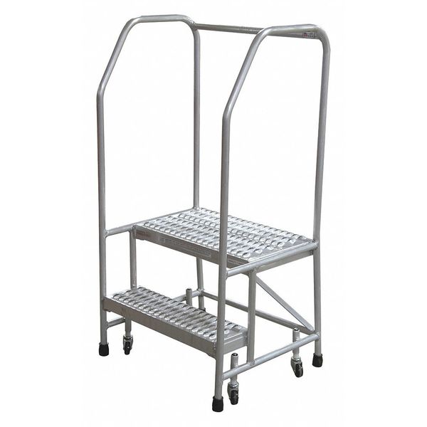 50 in H Aluminum Rolling Ladder, 2 Steps