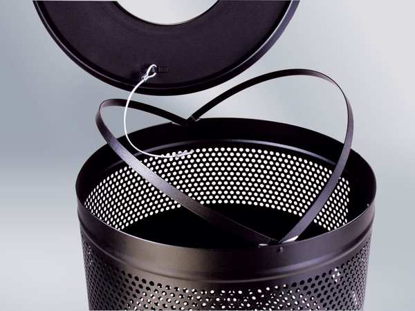 51 gal Round Trash Can, Stainless Steel, 24 in Dia, None, Stainless Steel, Rigid Plastic