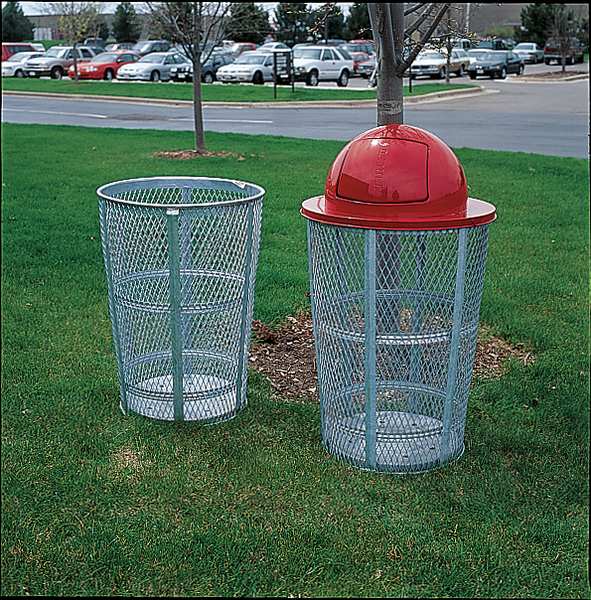 45 gal Round Trash Can, Black, 24 in Dia, None, Steel