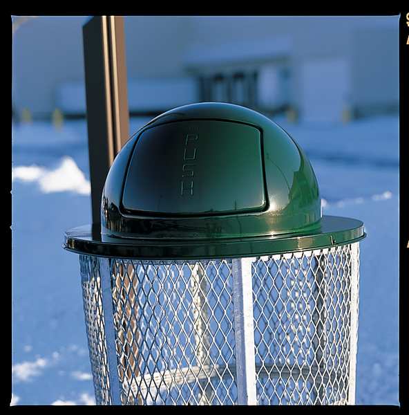 45 gal Round Trash Can, Black, 24 in Dia, None, Steel