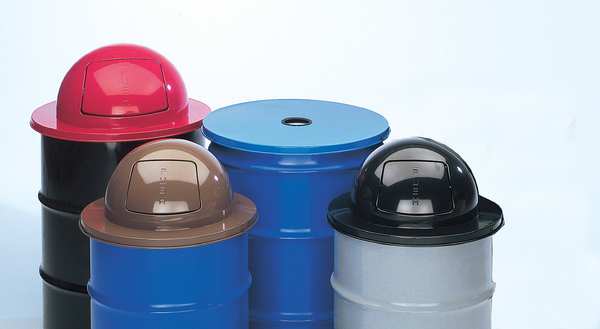 45 gal Round Trash Can, Black, 24 in Dia, None, Steel