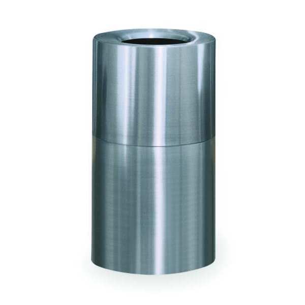 21 gal Round Trash Can, Satin Aluminum, 18 in Dia, None, Aluminum