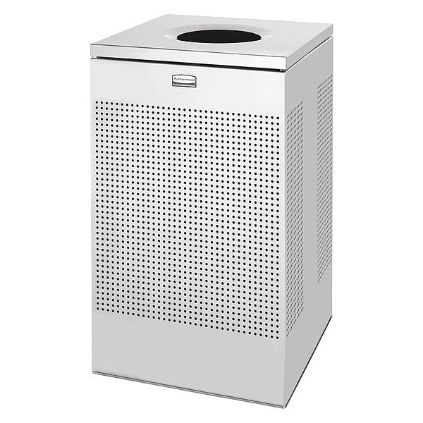 20 gal Square Trash Can, Stainless Steel, 18 1/4 in Dia, None, Stainless Steel, Rigid Plastic