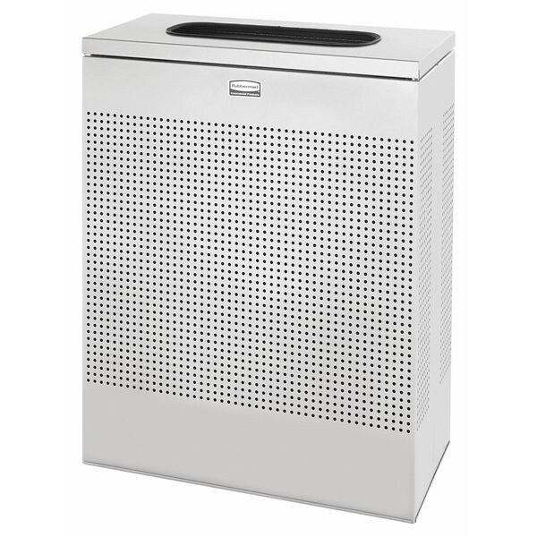 22-1/2 gal Rectangular Trash Can, Silver Metallic, 12 in Dia, None, Steel, Rigid Plastic