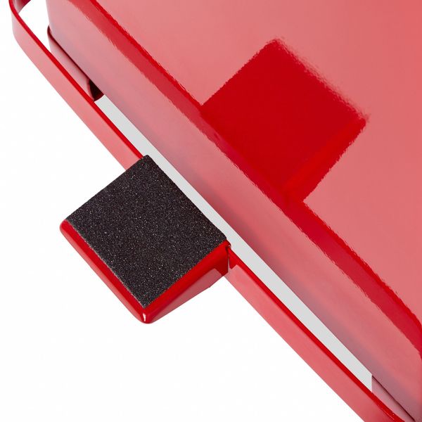 12 gal Square Step Can, Red, 14 1/4 in Dia, Step-On, Steel, Rigid Plastic