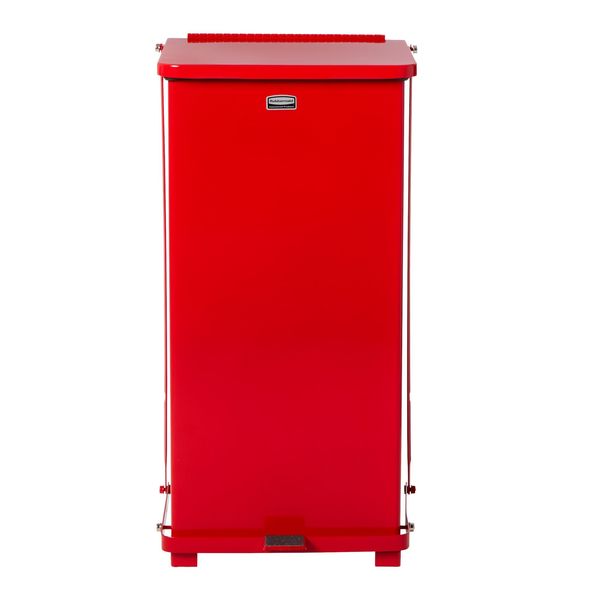 24 gal Square Step Can, Red, 16 3/4 in Dia, Step-On, Steel, Rigid Plastic