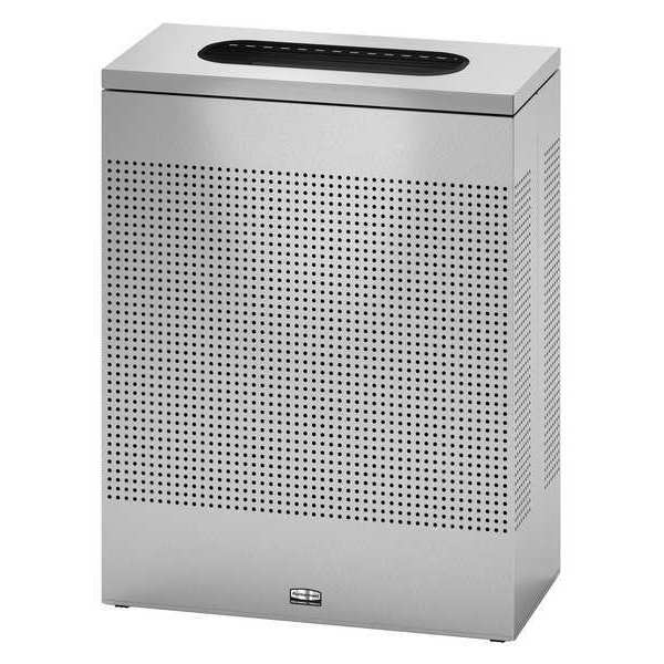 22-1/2 gal Rectangular Trash Can, Stainless Steel, 12 in Dia, None, Stainless Steel, Rigid Plastic