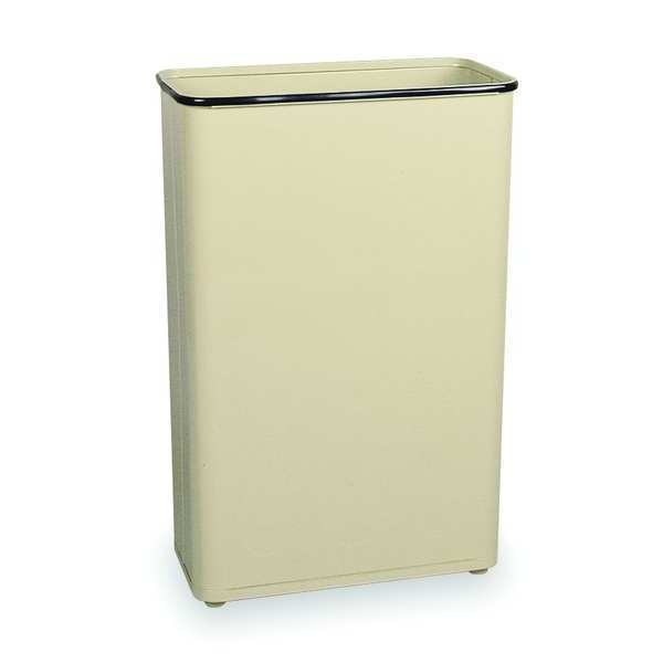 24 gal Rectangular Trash Can, Almond, 21 in Dia, None, Steel
