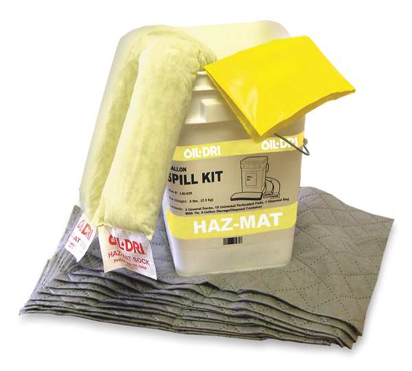 Spill Kit, Absorbs 4 gal. Universal, , White