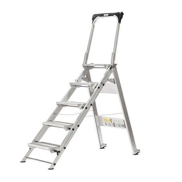 5 Steps, Aluminum Step Stool, 375 lb. Load Capacity, Silver