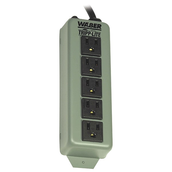 Outlet Strip, 15A, 5 Outlet, 6 ft, Gray