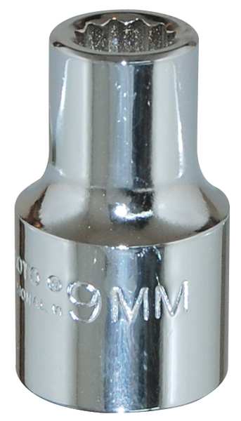 1/2 in Drive, 9mm 12 pt Metric Socket, 12 Points