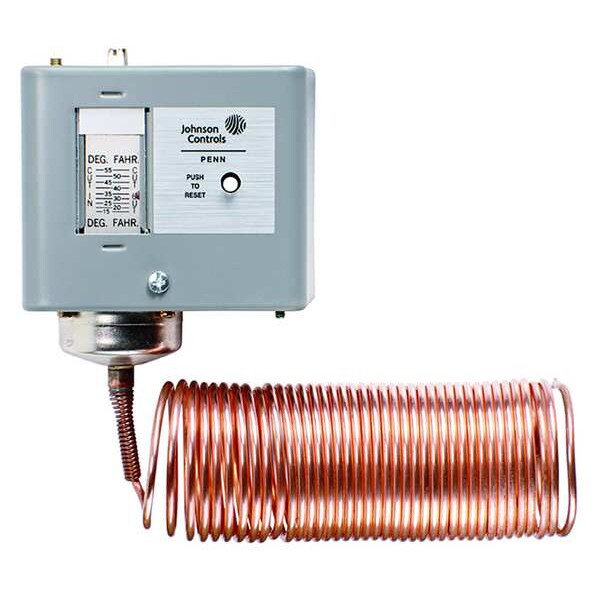 Line Volt Mechanical Tstat, 15 Degrees to 55 Degrees F, DPST
