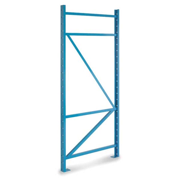 Upright Frame, Bolted, Structural Style, 96 in H, 3 in W, 42 in D, Precaution Blue