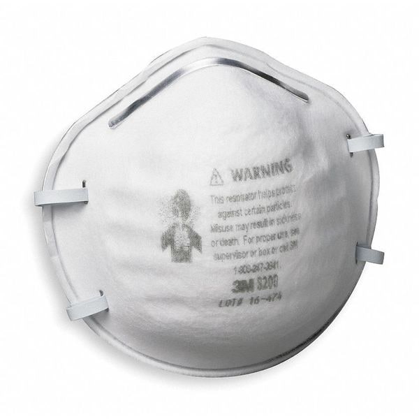 N95 Disposable Respirator, 8200, Dual Headstrap, Polyisoprene Strap, Nose Clip, White, Pack of 20