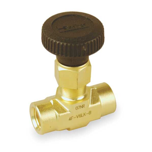 Needle Valve, Straight, Brass, 1/4 In., FNPT