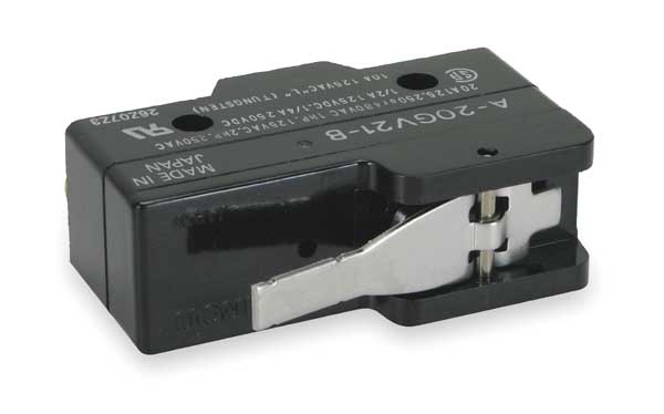Industrial Snap Action Switch, Hinge, Lever, Short Actuator, SPDT, 20A @ 480V AC Contact Rating