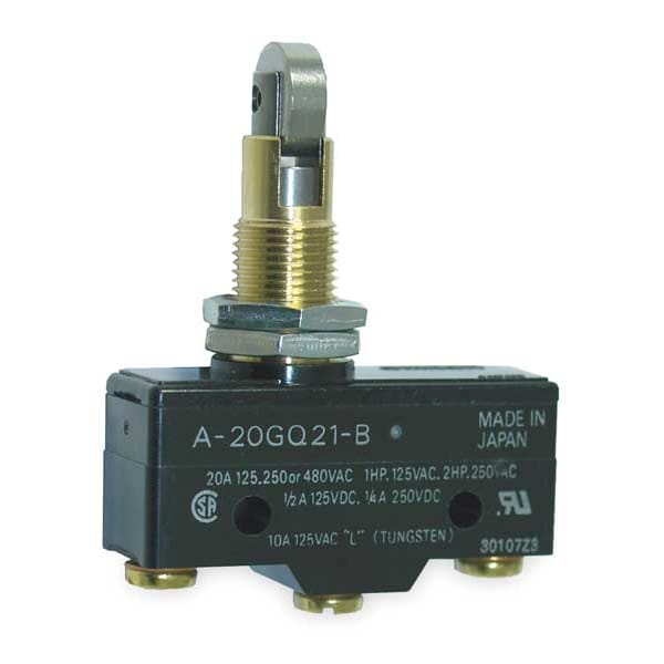 Industrial Snap Action Switch, Cross Roller, Panel Mount, Plunger Actuator, SPDT