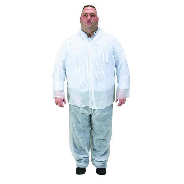 Disposable Collared Shirt , L , White , polypropylene , Snap
