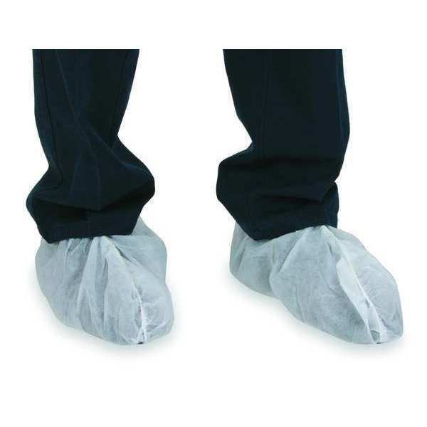 Shoe Covers, Slip Resist, 1Size, White, PK50