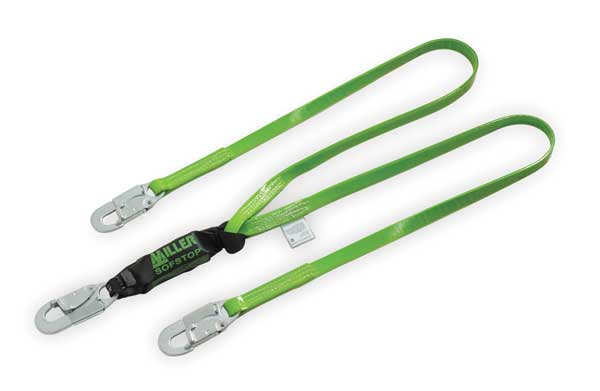 Liquid Repellant Shock Absorbing Lanyard, 6 ft., 310 lb. Weight Capacity, Green